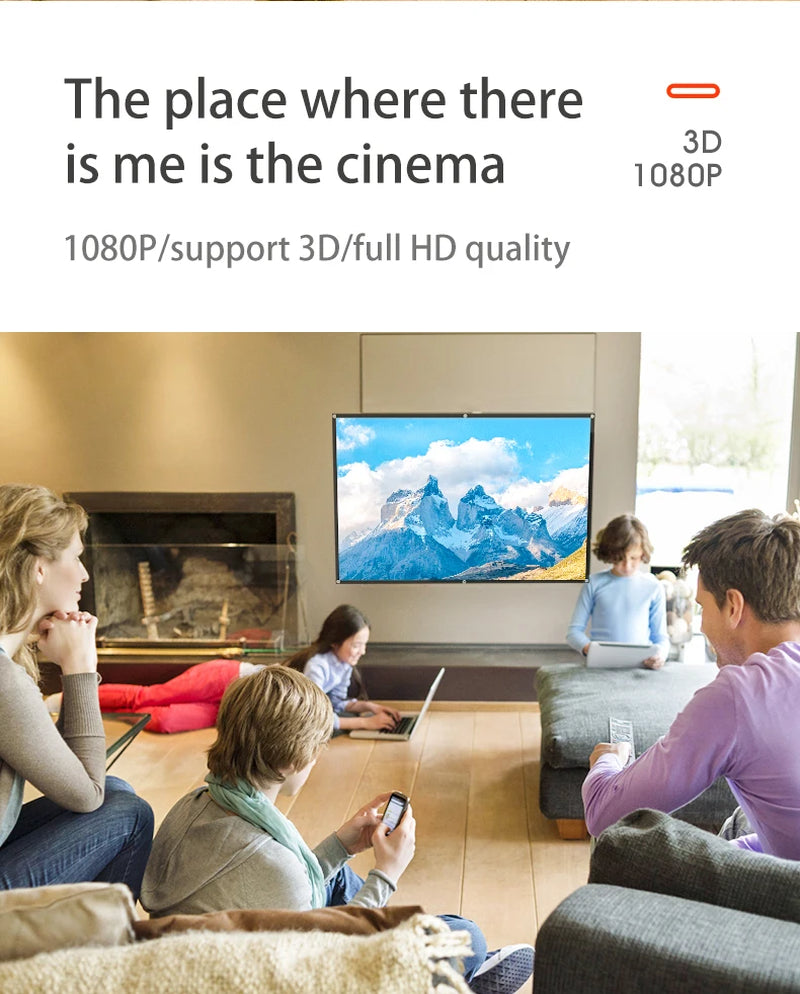 Projection Curtain 16: 9 Ratio Hight-Density 60-200 Inch Foldable Anti-Crease Portable Movie Projector Screen