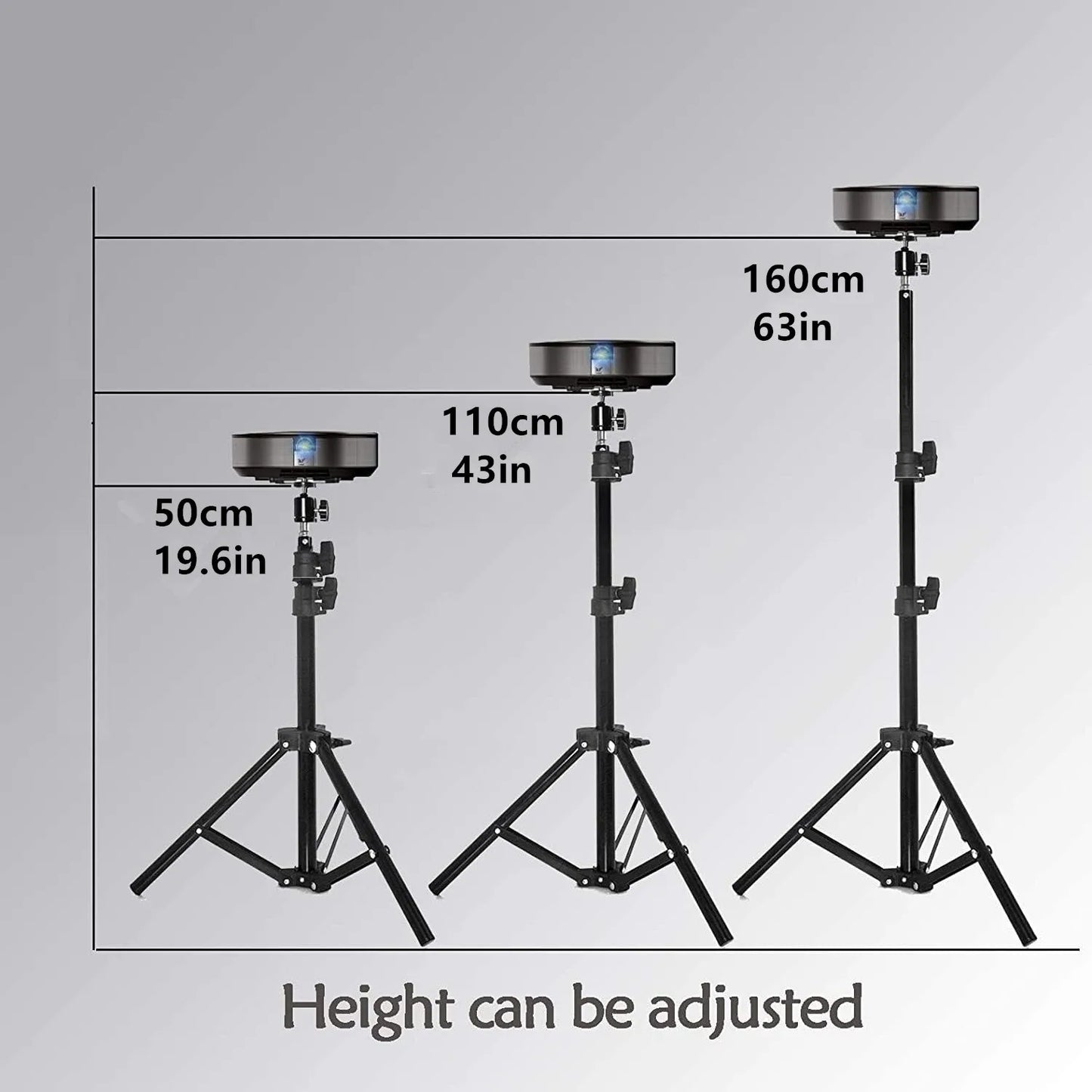 50Cm-160Cm Universal Portable Bracket for HY300 Mini Projector Tripod Stand Mount Max Load-Bearing 3.3 Pounds