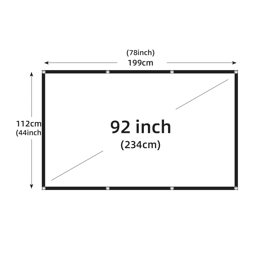 Projection Curtain 16: 9 Ratio Hight-Density 60-200 Inch Foldable Anti-Crease Portable Movie Projector Screen